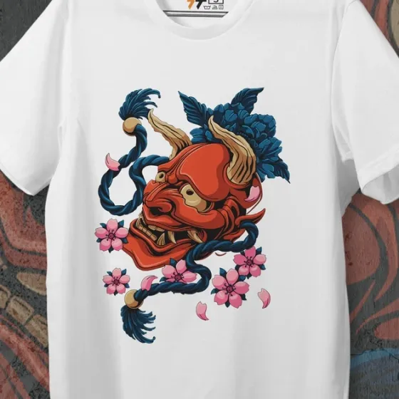 Футболка мужская с принтом Демонічна Маска White Edition Размер 48 Anime0086 Днепр