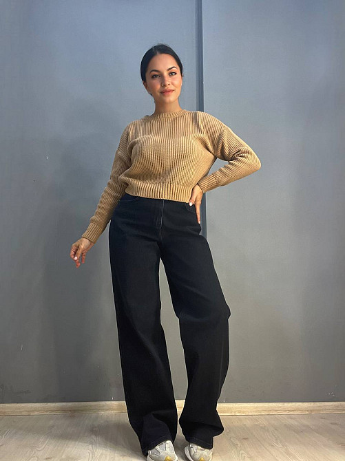 Джинсы женские Bella 4511 увеличенные размеры палаццо равны от бедра стрейчевые, черный, 44, 44, 90  Одесса - изображение 9