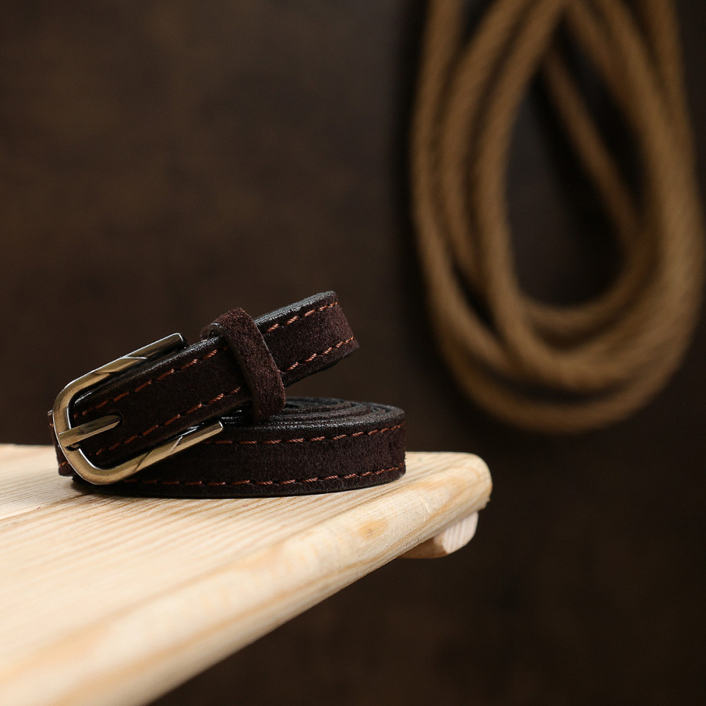 Замшевый элегантный женский ремень Vintage 20757 Темно-коричневый Киев - изображение 10