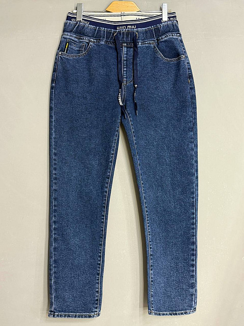 Джинси жіночі LDM 0250 МОМ банани резинка на поясі батал великі розміри сині, синій, З2, 32, 91 см, 118 см Київ - фото 6