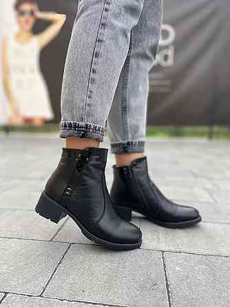 Черевики жіночі HD чорні натуральна шкіра зима висота 10 см обхват 24 см (2098) 38р. Коломия