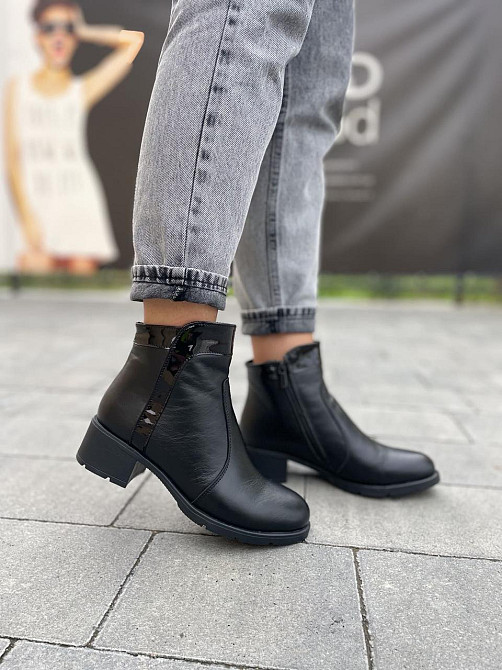 Черевики жіночі HD чорні натуральна шкіра зима висота 10 см обхват 24 см (2098) 38р. Коломия - фото 1