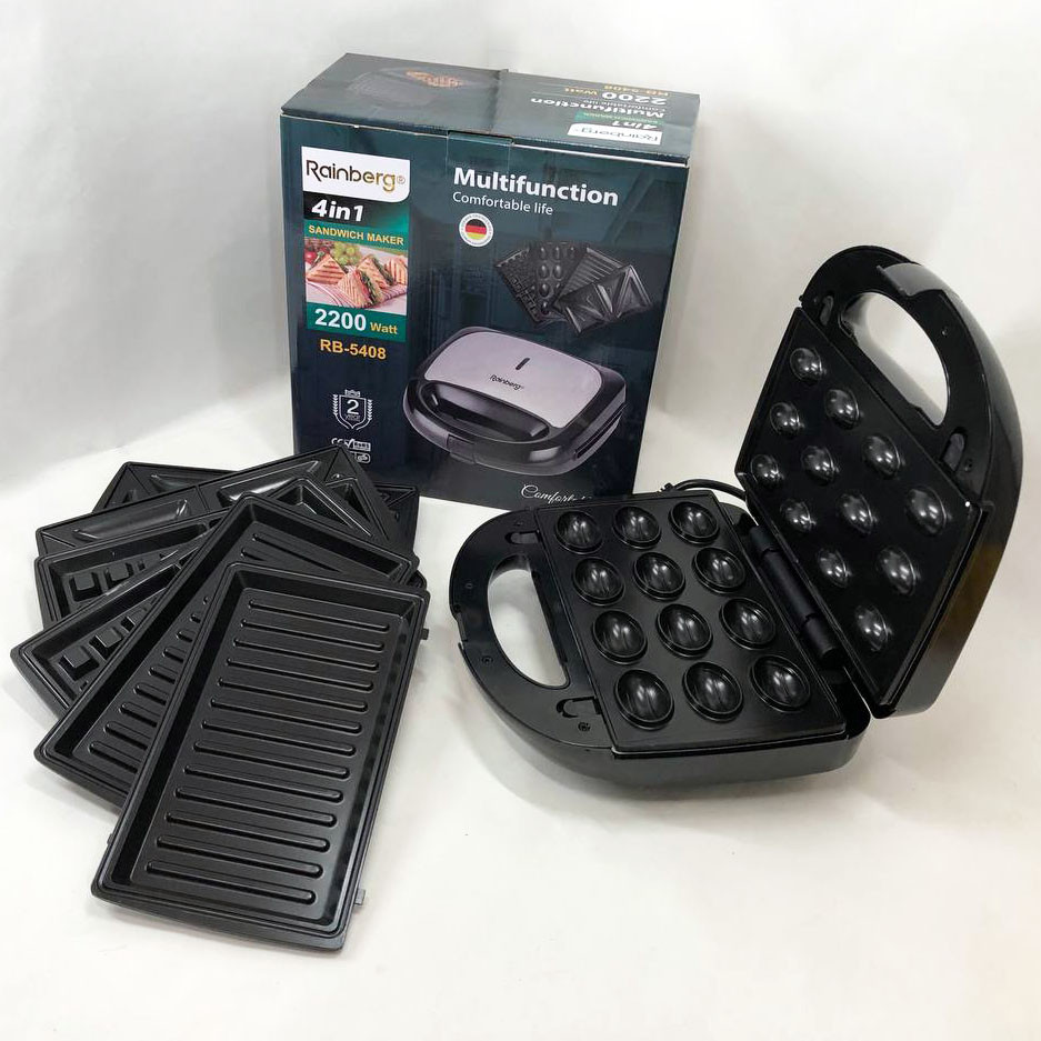 Компактна електрична вафельниця Rainberg RB-5408 2200 Вт, Електрогриль притискний електрогриль HA-85 Львів - фото 7