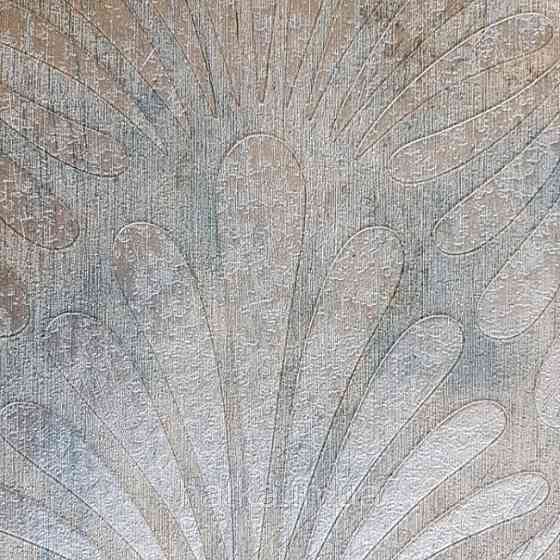 Обои Marburg Tango 58802 восточный рисунок 3д кляксы веер серебром на коричнево черном фоне 10.05х0.70 Киев