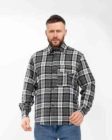 Чоловіча повсякденна картата сорочка турецький котон фланель Чорний, 54/56 Одеса