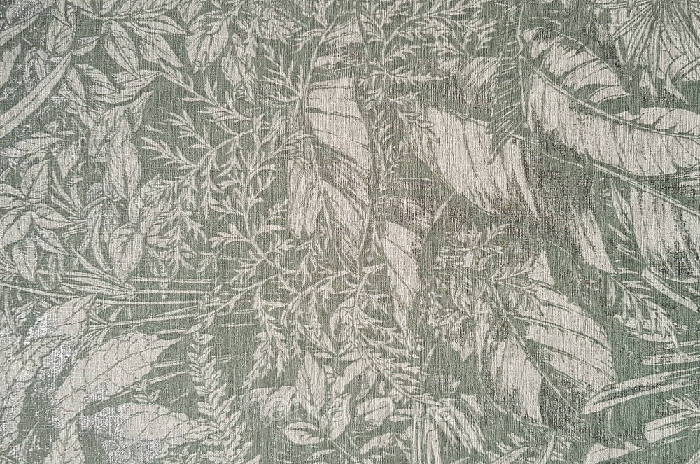 Шпалери вінілові на флізеліні AS creation Amber метрові 1.06Х10 листя гілки зелені зі сріблом Київ - фото 1