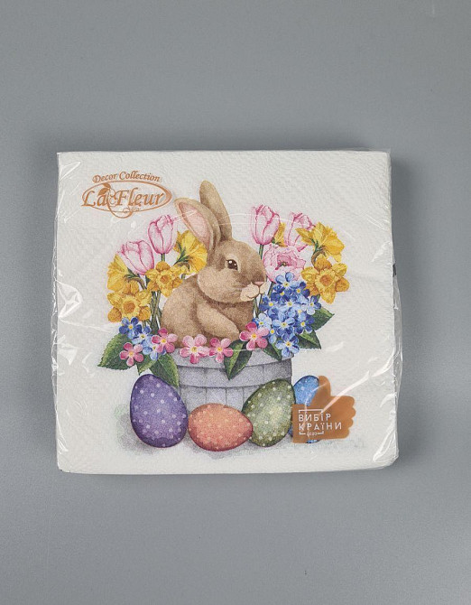 Пасхальная бумажная двухслойная салфетка (ЗЗхЗЗ, 16шт)  La Fleur "Цветущая Пасха "913 (1 пачка) Харьков - изображение 1