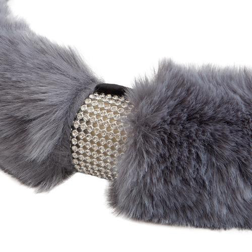 Автомобільний чохол на кермо VLOD-24FA6 сірий з мехом Харків - фото 9