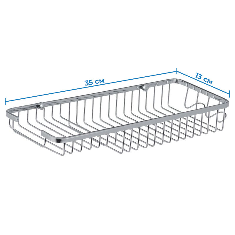 Полиця-решітка для ванної з мильницею та 2 гачками Zerix LR338 – зручне зберігання аксесуарів Харків - фото 2