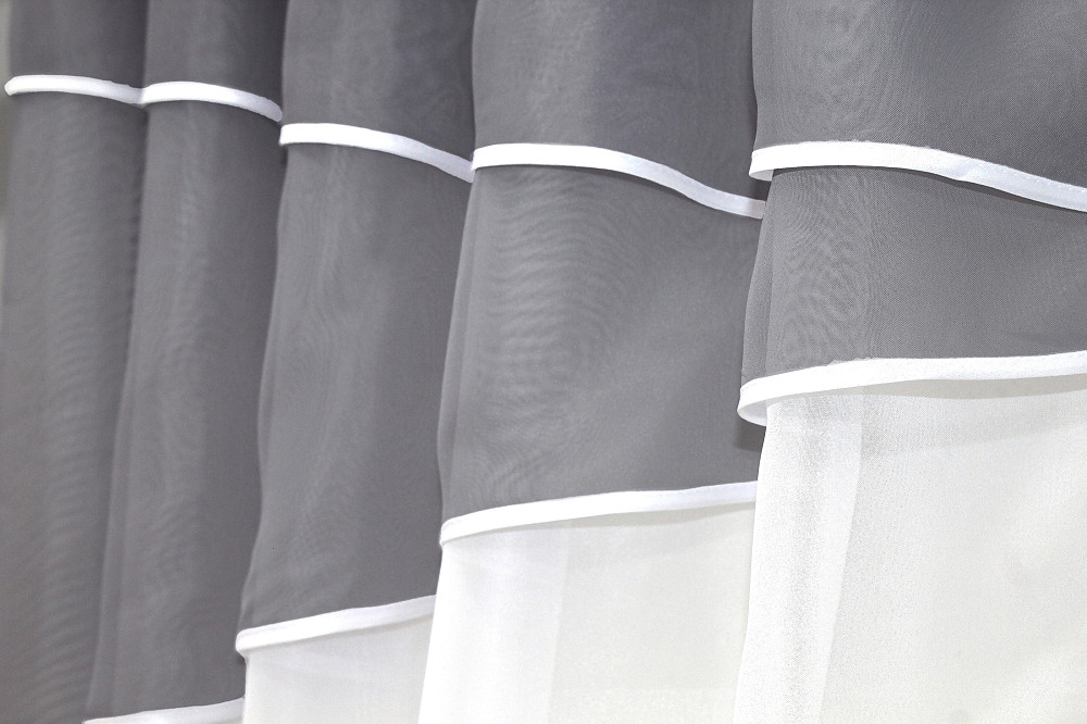 Кухонные шторы VR-Textil № 091к с ламбрекеном и подвязками графитовый с белым 270х170 см (50-252) Киев - изображение 5