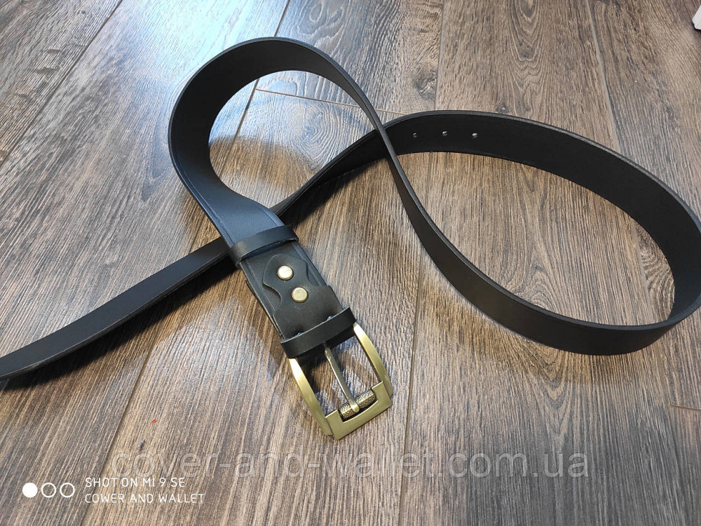 Чорний шкіряний чоловічий ремінь під джинси Shvigel Київ - фото 5