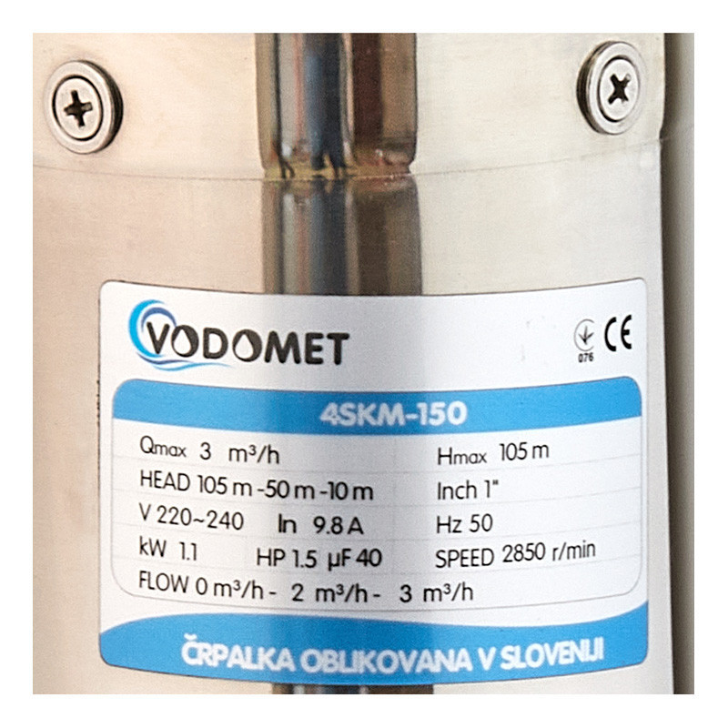 Свердловинний вихровий насос Vodomet 4SKM-150 Н=105М, Q=3кбМ, P=1100 Вт, встр. конденс. (VO4156) ( 29014 ) Харьков - изображение 2