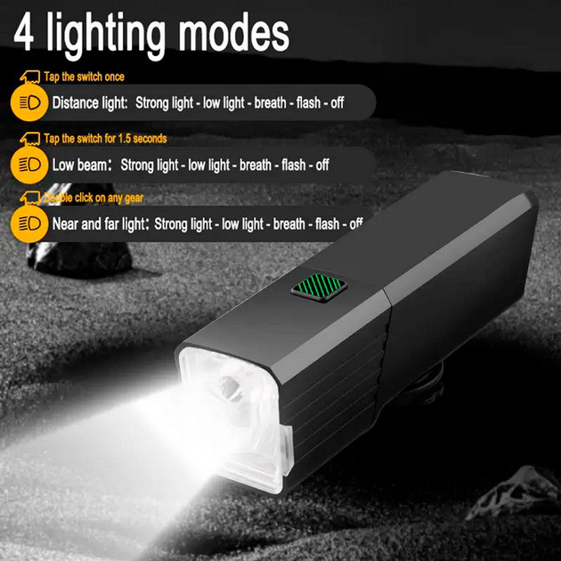 Ліхтар для велосипеда з акумулятором і зарядкою, Ліхтар із захистом від вологи для вулиці ME-17 Львів - фото 5