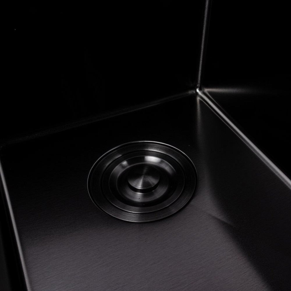 Мийка кухонна нержавіюча сталь PVD чорна на дві чаші для кухні VALESO 60*50D Handmade 3.0/0.8 Коломия - фото 11