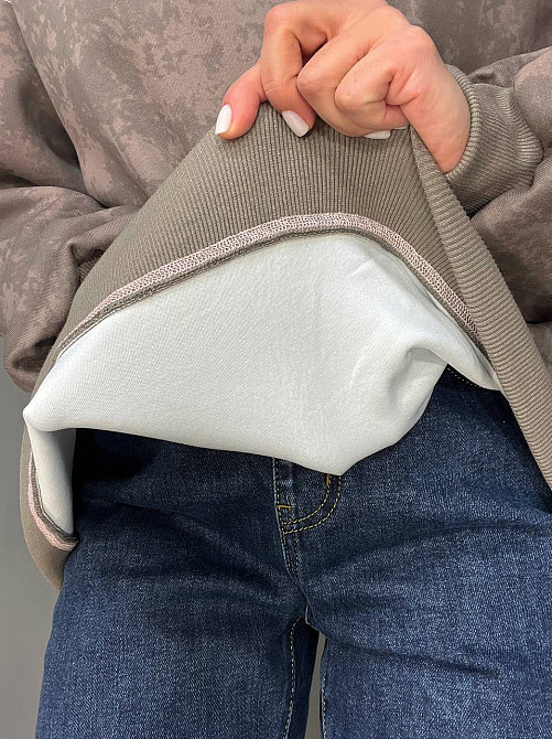 Свитшот женский Joy one 1732 удлиненный оверсайз вареный тай-дай с надписью DONELES one size, шоколад, one size Киев - изображение 6