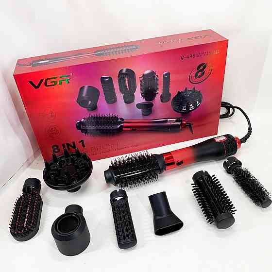 Функциональный профессиональный фен VGR 8 в 1 V-488, Фен-щетки стайлеры, Фен-браш для укладки NO-40 Львов