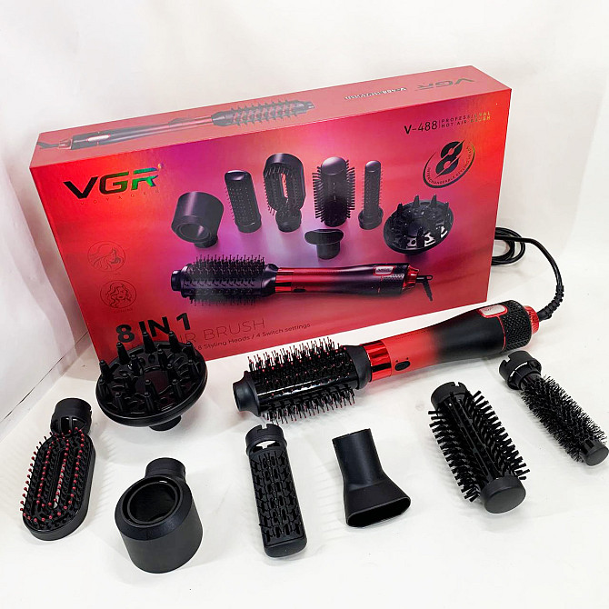 Функциональный профессиональный фен VGR 8 в 1 V-488, Фен-щетки стайлеры, Фен-браш для укладки NO-40 Львов - изображение 3