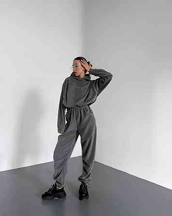 Женский стильный теплый костюм двухсторонний флис. Графит, 42/44 Одесса