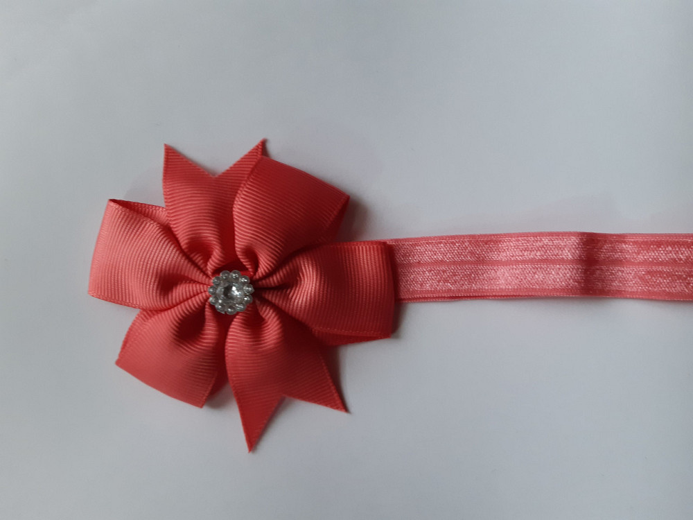 Детская повязка коралловая - окружность 36-58см, бант 8см Киев - изображение 1