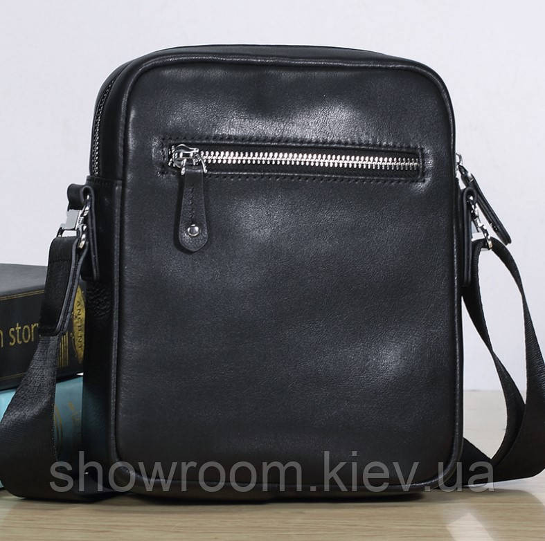 Шкіряна чоловіча сумка Leather Collection (5806) чорна Київ - фото 4