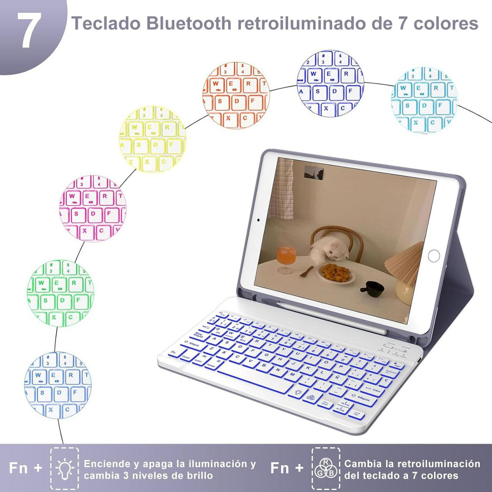 Чехол с магнитной клавиатурой для iPad 9.7” 5 6 поколения Pro, Air 1/2 подсветкой держатель стилуса лавандовый Киев - изображение 3