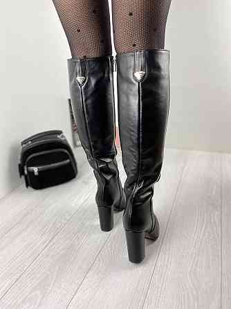 Nivelle Красиві жіночі зимові чоботи шкіряні на підборах високі чорні на хутрі 5196/9506/9534 р Коломыя