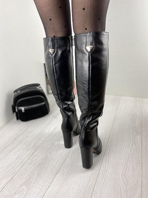 Nivelle Красиві жіночі зимові чоботи шкіряні на підборах високі чорні на хутрі 5196/9506/9534 р Коломия - фото 5