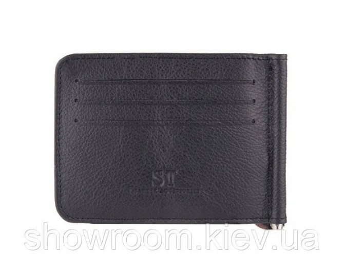 Недорогой кожаный зажим для денег (4511) black Киев - изображение 2
