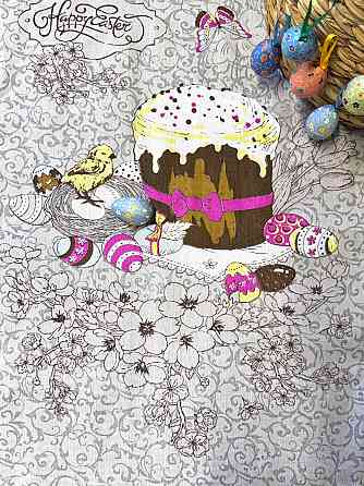 Ecotton Набір рушників великодній Ecotton 50х60 вафельних 3 шт. Великдень Зайченята в корзину Коломия