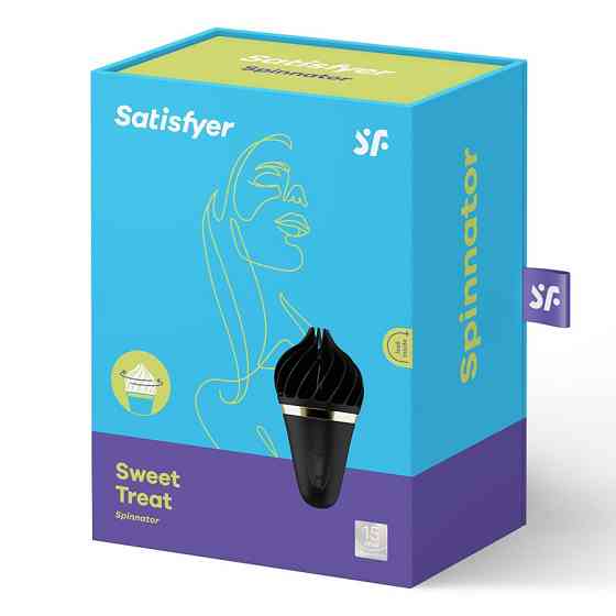 Вибростимулятор клиторальный Satisfyer Sweet Treat Spinnator в форме мороженого, черный Sex Aura Киев
