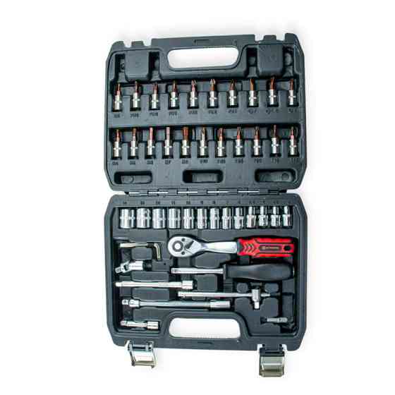 Набір інструменту 1/4" 46 шт, 4-14 мм з тріщ., подовжує., кардан, отв.-вороток, біти Мукачево