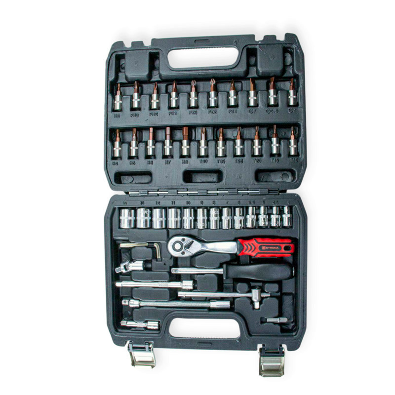 Набір інструменту 1/4" 46 шт, 4-14 мм з тріщ., подовжує., кардан, отв.-вороток, біти Мукачево - фото 2