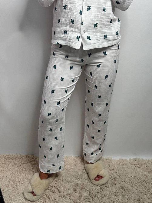 Женский комплект из натуральной ткани Кактус, Молочный, M-L Харьков - изображение 2