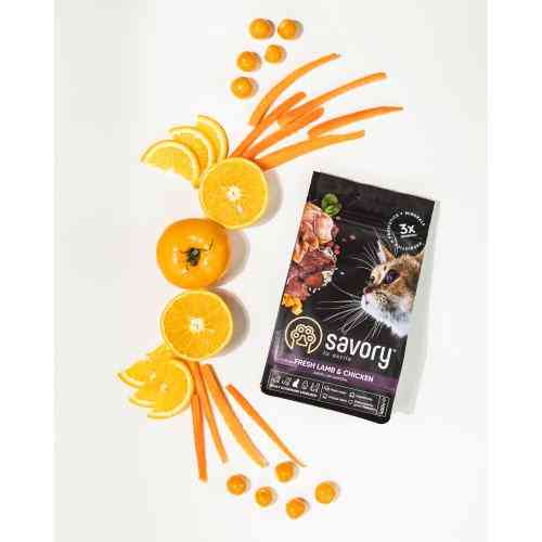Корм сухой Savory Adult Cat Steril Fresh Lamb and Chicken для стерилизованных кошек с ягнятиной и курицей 2 кг Киев