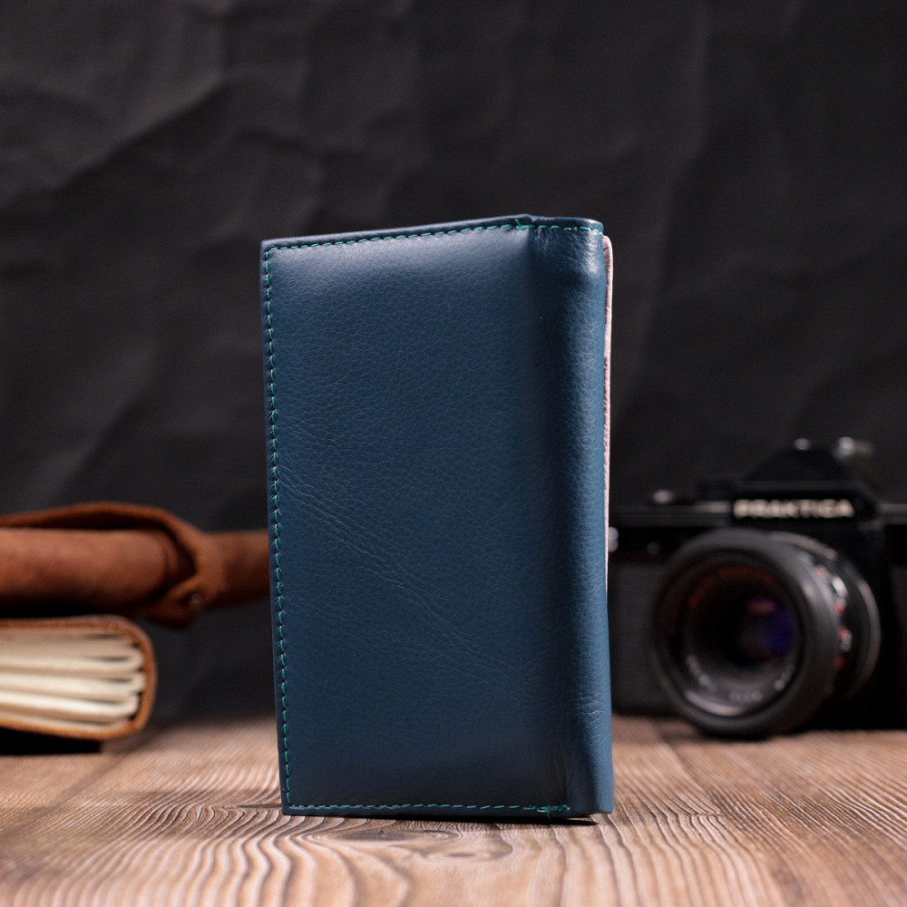 Практичний жіночий гаманець у три складання з натуральної шкіри ST Leather 19445 Різнокольоровий Київ - фото 9