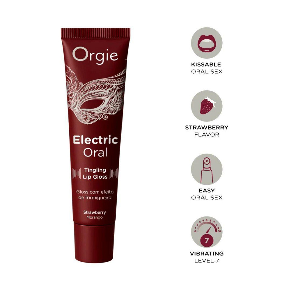 Виброблеск для губ Orgie Electric Oral Lips Gloss Strawberry 10 мл, с эффектом покалывания Sex Aura Киев - изображение 2