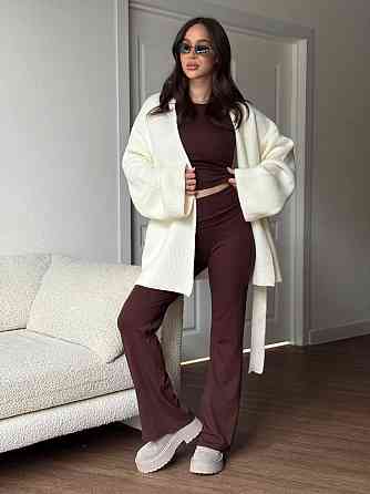 Женский уютный базовый кардиган оверсайз с поясом турецкая вязка ангора Одесса