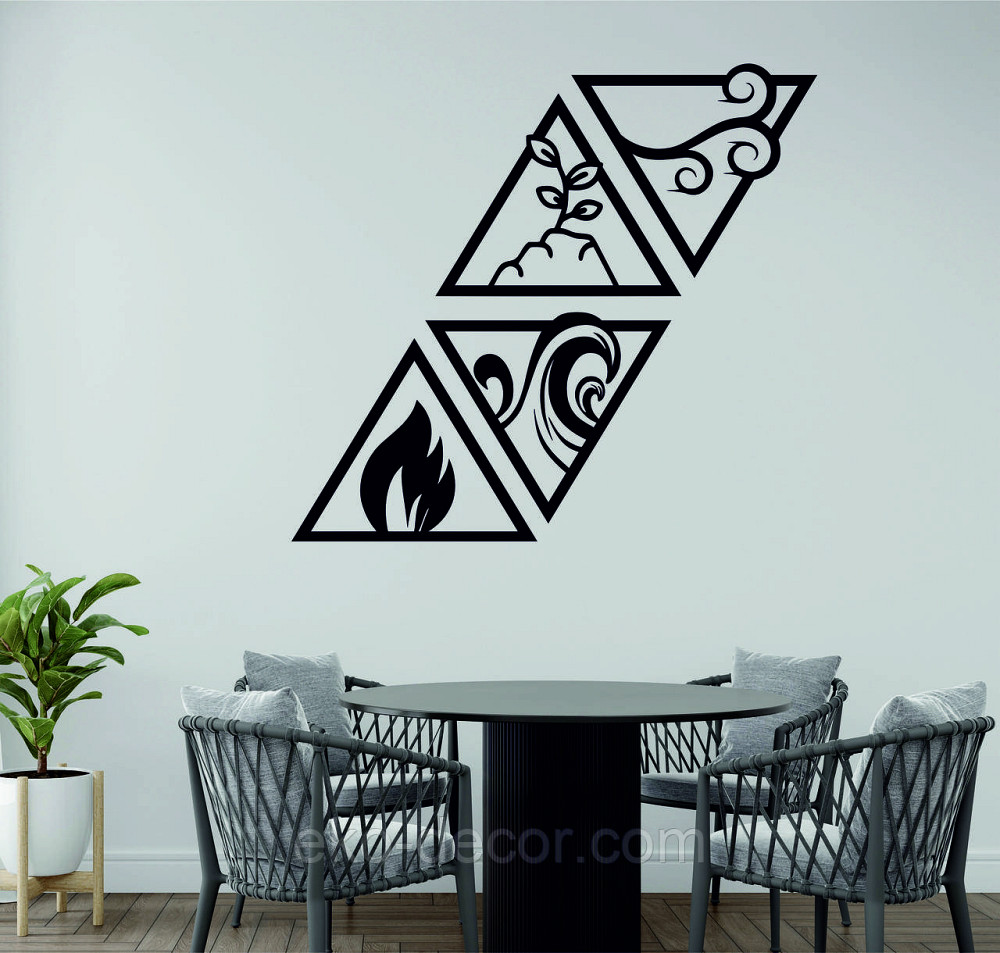 Декоративное настенное Панно «Огонь-вода-земля-воздух» Декор на стену 44*53 см (4 шт.), Черный Киев - изображение 1