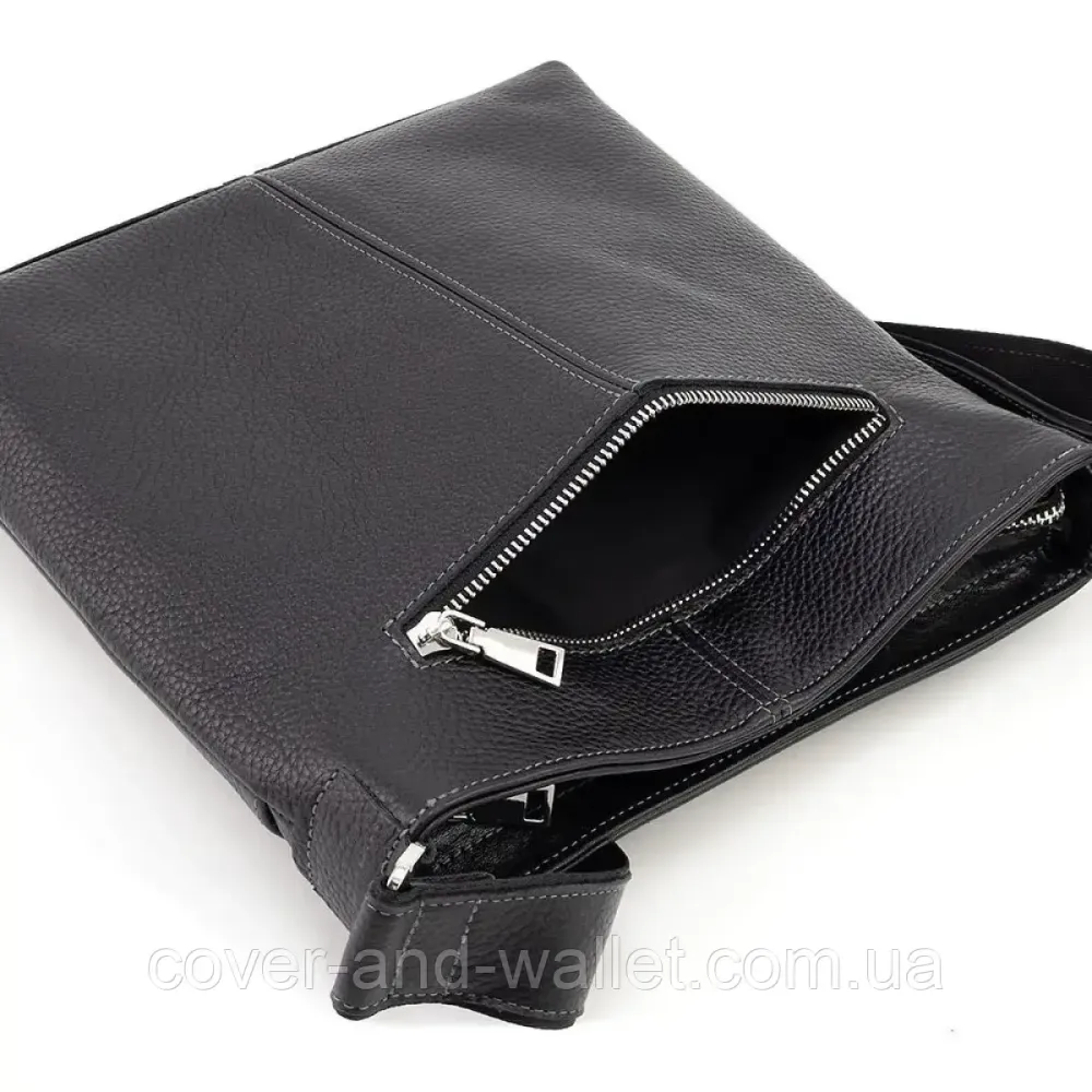 Модная мужская сумка планшет с натуральной кожи черного цвета Grande Pelle 749710 Киев - изображение 6