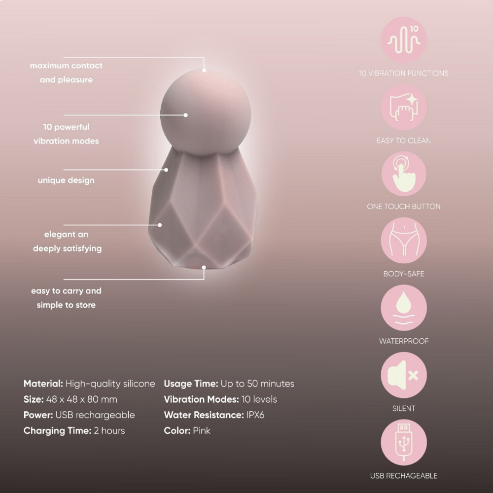 Вібратор-кристал Sweet Em для клітора, 10 режимів, ніжно-фіолетовий Sex Aura Київ - фото 4