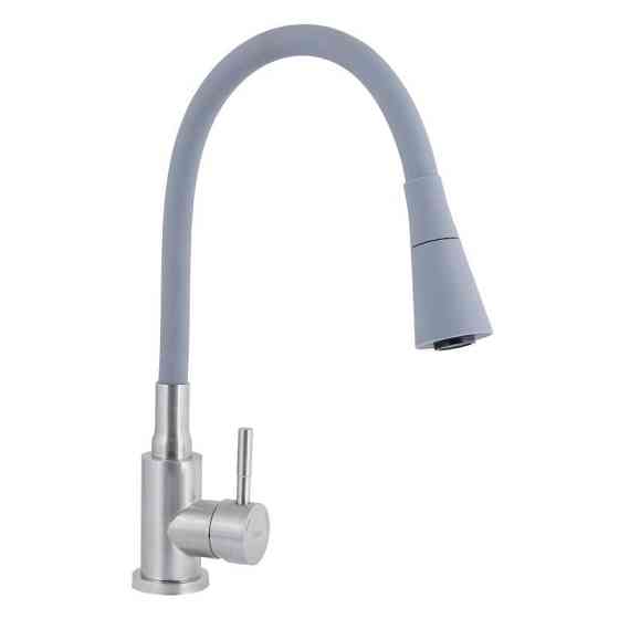 Змішувач для кухні Lidz Aria 015F31 з гнучким виливом (k35) LDARI015F31GNK31871 GNK сатин/сірий Київ