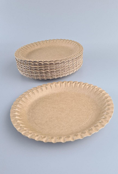 Одноразовые тарелки бумажные  КРАФТ  диаметр 170мм (100 шт) Харьков - изображение 1