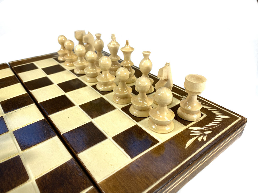 Шахова дошка для ігор 3 в 1 з натурального дерева розмір 32х32 см (M), шахи, шашки та нарди ручної роботи Кам'янець-Подільський - фото 4