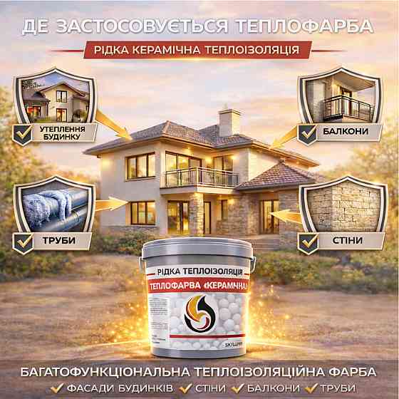 Теплофарба керамічна Skyline рідка теплоізоляція для утеплення стін, фасадів, покрівлі та трубопроводів Синя 5 л Харків