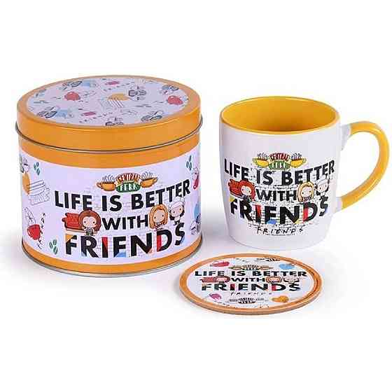 Кружка в жестяной банке FRIENDS (LIFE IS BETTER - CHIBI) MUG TIN SET 370 мл, керамика Ровно