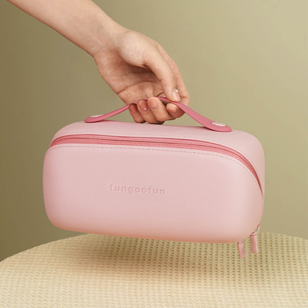 Косметичка силіконова, дорожня Fungoofun для аксесуарів у ванну і душ, водонепроникна на блискавці, рожева Кам'янець-Подільський - фото 1