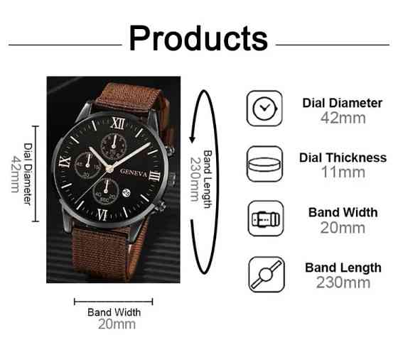 Подарочный набор для мужчин: наручные часы с 3 ориг. браслетами- диам 4см, длин 24см, шир рем 2см, без коробки Киев