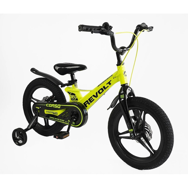 Велосипед Corso REVOLT двоколісний 16 дюймів з додатковими колесами Жовтий (MG-16080) Чернігів - фото 1