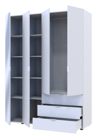 Комплект шкафов для одежды Doros Гелар (2 шт.) 155х49,5х203,4 см Зеркало/Белый (DRS-011185) Днепр