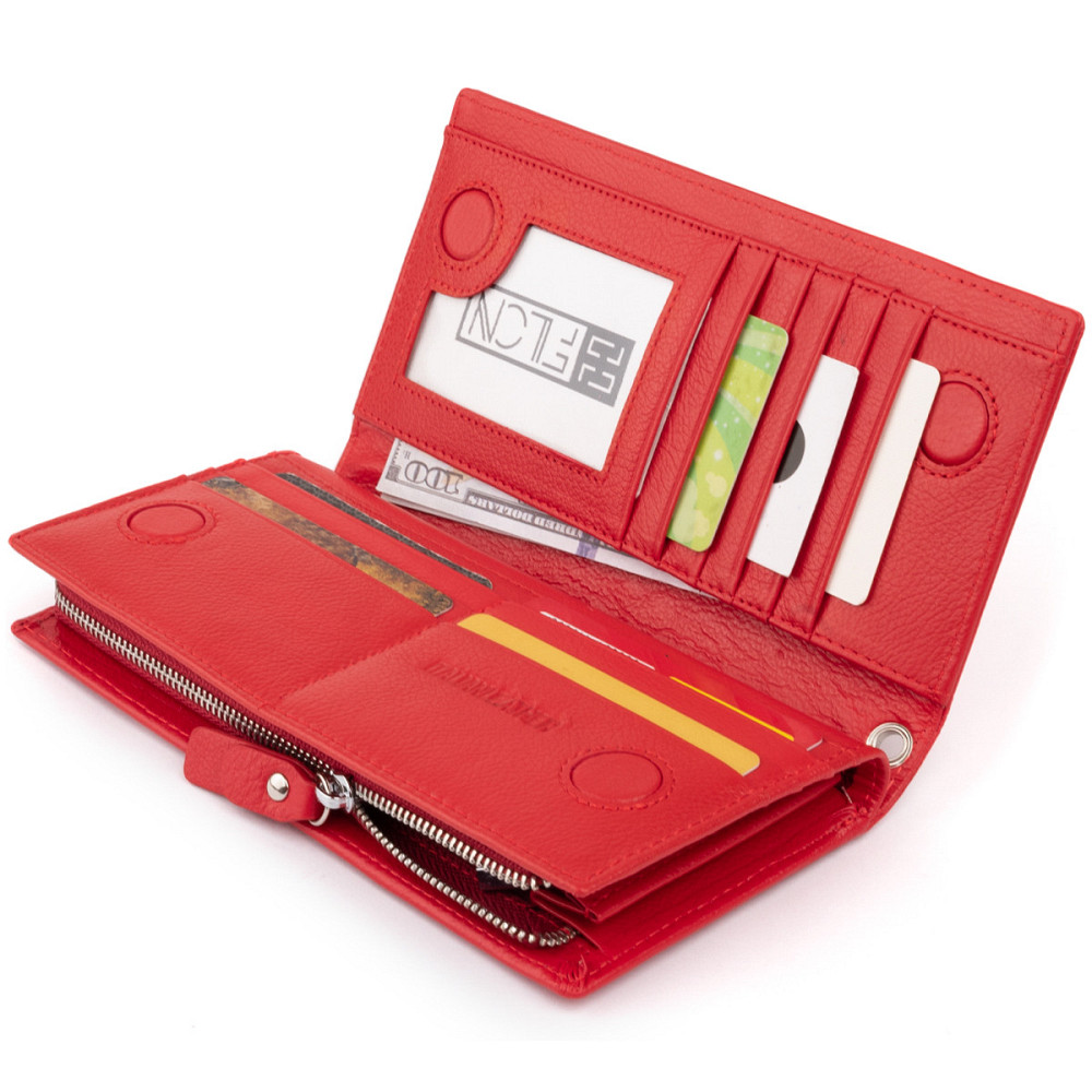 Вертикальный кошелек кожаный женский Красный (ST Leather) Киев - изображение 1